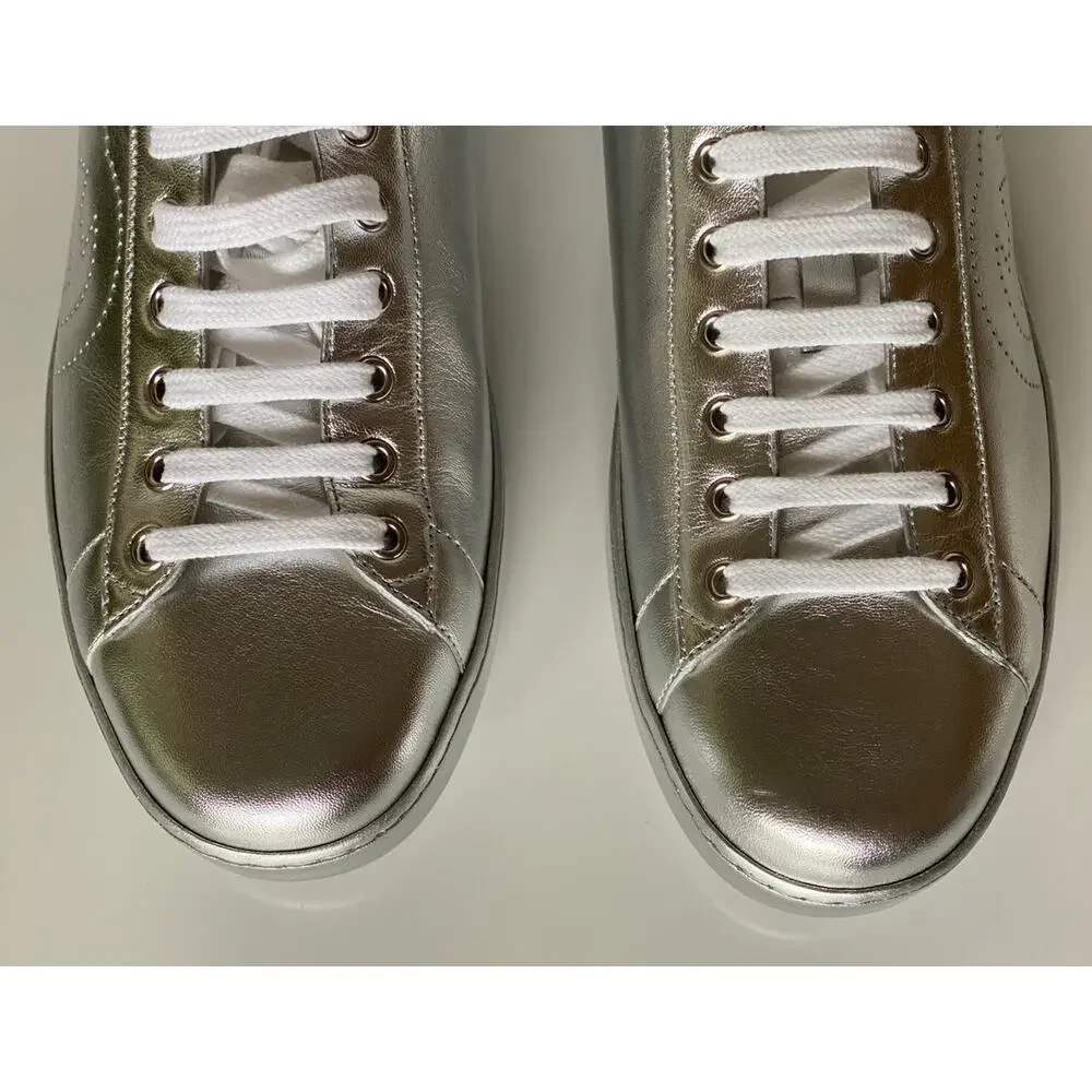 Gucci Ace Men's Low-top Silver Sneakers 10.5 US (Gucci 10) 660266 Italy NIB